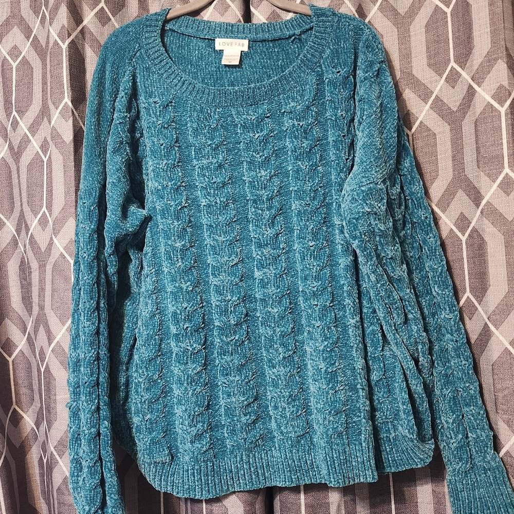 Teal Cable Knit Women's Sweater